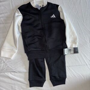 Adidas 2T Boys Black White Tracksuit Set